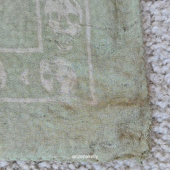 Alexander McQueen Silk Chiffon Classic Skull Scarf Sage Green - Picture 13 of 16